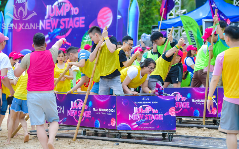 Các trò chơi Team Building Sen Xanh thiết kế cho AEON Việt Nam được tập trung vào yếu tố gắn kết và tinh thần đồng đội 