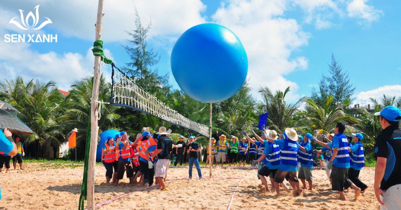 Chơi tr&ograve; chơi n&eacute;m b&oacute;ng tr&ecirc;n biển