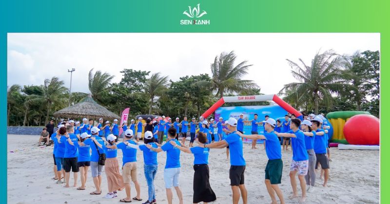Top 10 trò chơi Teambuilding liên hoàn cực vui năm 2025 Trò chơi này tạo cơ hội để các đội thể hiện sức bền, sự khéo léo và phối hợp nhịp nhàng.