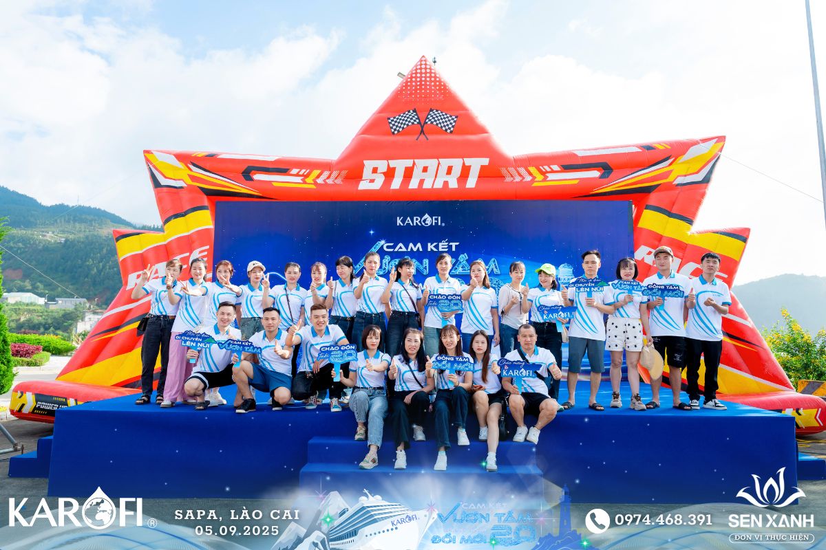 Tổ chức Teambuilding 2025 - Karofi Đoàn 1 - SaPa - Lào Cai - Cam kết vươn tầm - Đồng tâm đổi mới Check in đội chơi teambuilding