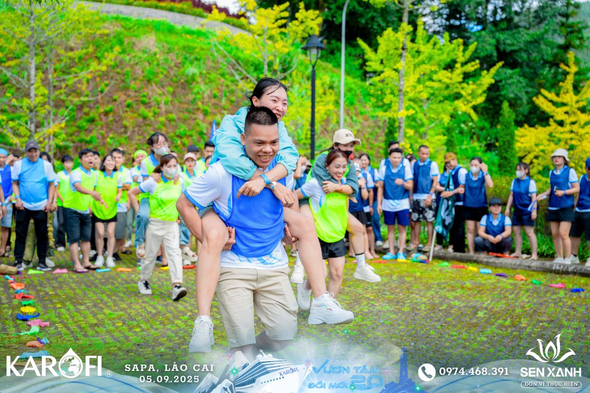 Tổ chức Teambuilding 2025 - Karofi Đoàn 1 - SaPa - Lào Cai - Cam kết vươn tầm - Đồng tâm đổi mới Trò chơi cõng đồng đội