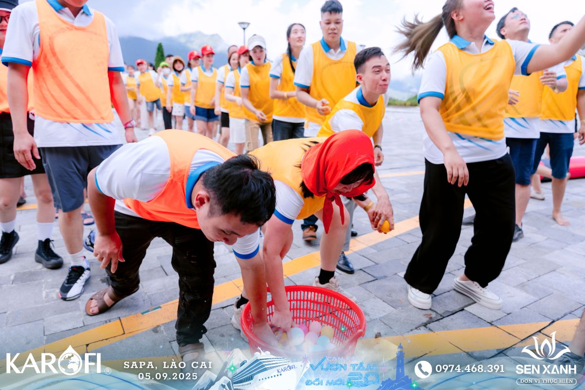 Tổ chức Teambuilding 2025 - Karofi Đoàn 1 - SaPa - Lào Cai - Cam kết vươn tầm - Đồng tâm đổi mới Trò chơi ném bóng vào rổ