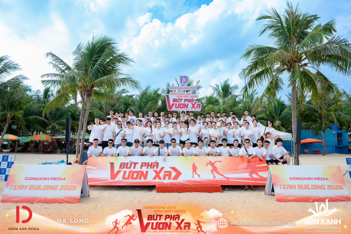 Tổ chức Company Trip 2026 - Đồng Anh Media - Chạm sóng biển bừng nhiệt huyết bứt phá vươn xa Check in chương trình teambuilding bãi biển